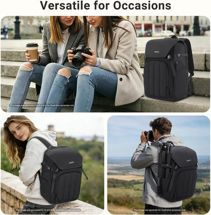 MOSISO Camera Backpack for DSLR, SLR & Mirrorless — Shockproof Padded Photography Bag with Tripod Mount, Anti-Theft Pocket & Modular Inserts