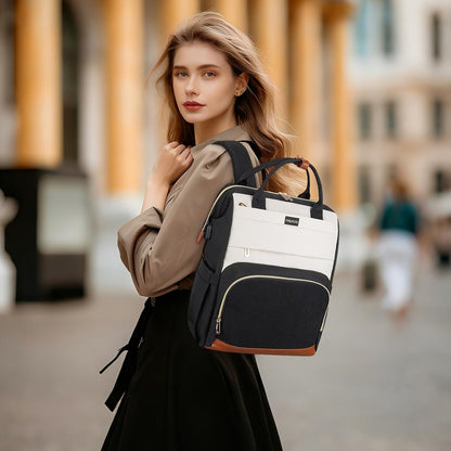 MOSISO Multi‑Compartment Travel Laptop Backpack for Women, 15.6‑16 Inch Computer Bag with Built‑in USB Charging Port, Luggage Strap & Anti‑Theft Back Pocket