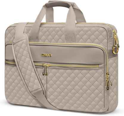 MOSISO 13-17.3 inch Laptop Bag, Laptop Briefcase Messenger | Compatible with MacBook, Square Quilted Computer Bag Work Office Business with 3 Pockets&Strap