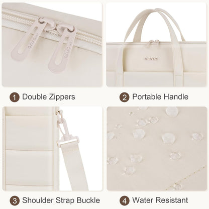 MOSISO 360‑Edge Reinforced Ultra‑Light Laptop Bag,15‑16‑Inch,Dual‑Pockets,Removable‑Strap & Rear Trolley‑Sleeve