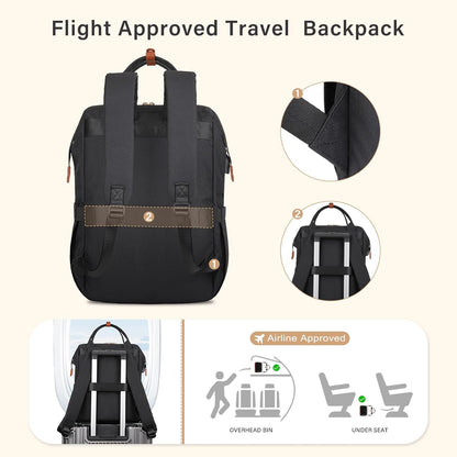 MOSISO Multi‑Compartment Travel Laptop Backpack for Women, 15.6‑16 Inch Computer Bag with Built‑in USB Charging Port, Luggage Strap & Anti‑Theft Back Pocket