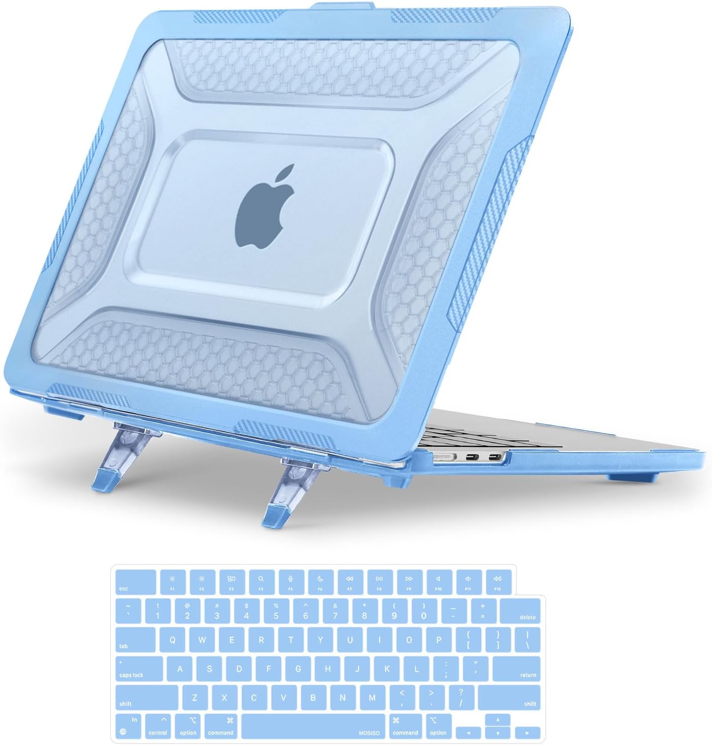 MOSISO Compatible with MacBook Air 13 inch Case M5 M4 M3 M2 2025-2022 A3449 A3240 A3113 A2681, 2 in 1 Kit Honeycomb Shock Resistant Hard Case with Foldable Kickstand for MacBook Air 13.6,