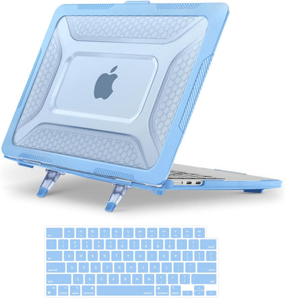 MOSISO Compatible with MacBook Air 13 inch Case M2-M5 2022-2025 A3449 A3240 A3113 A2681, 2 in 1 Kit Honeycomb Shock Resistant Hard Case with Foldable Kickstand