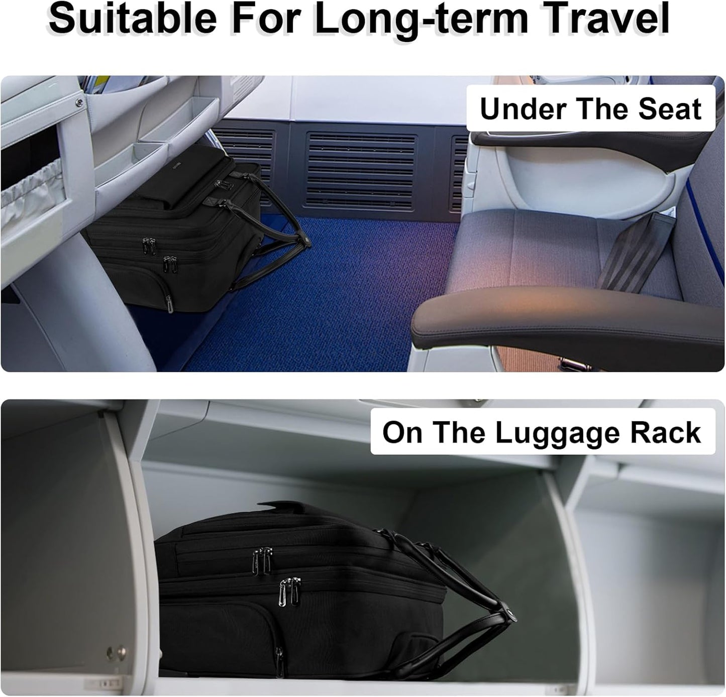 MOSISO Rolling Laptop Bag, 15.6 inch Rolling Briefcase for Women Men, Expandable Overnight Computer Bag with Flapover Pocket & Belt on 2 Wheels for Work Travel Business, Black