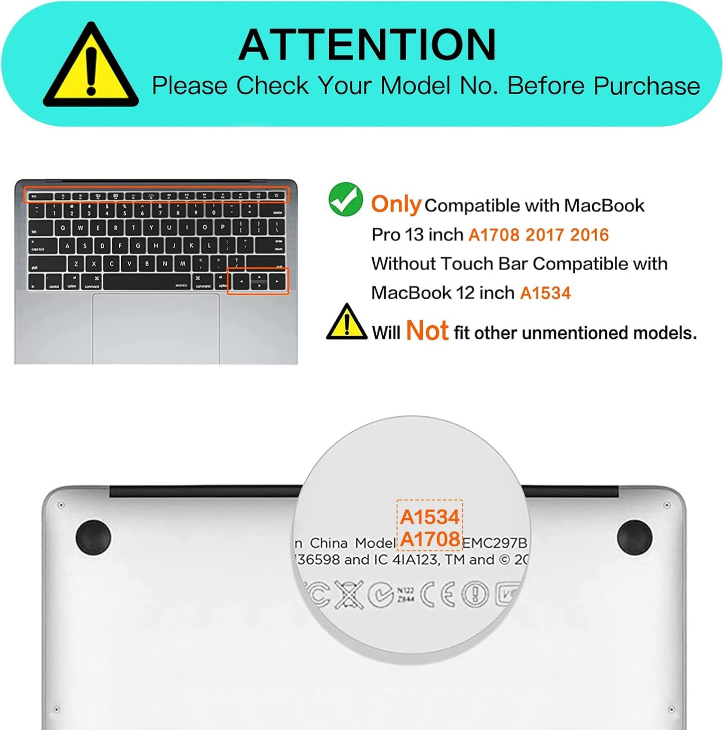 MOSISO Silicone Keyboard Cover Protective Skin Compatible with MacBook Pro 13 inch 2017 2016 Release A1708 Without Touch Bar & Compatible with MacBook 12 inch A1534, Black