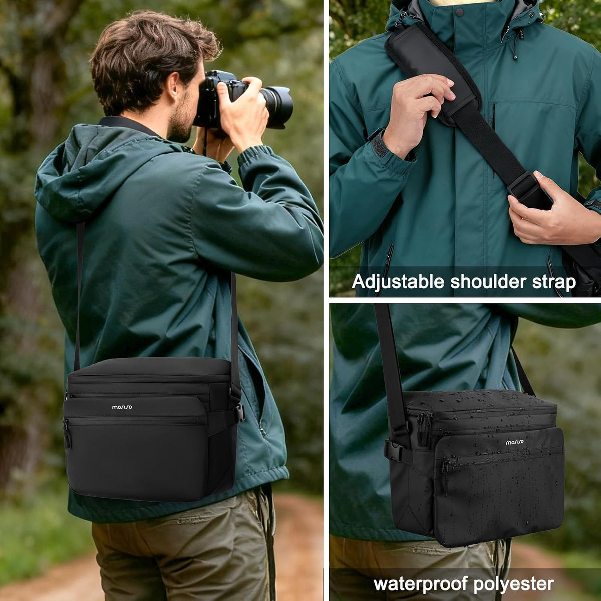 MOSISO Crossbody Camera Bag with Custom Removable Dividers. Fits DSLR, Mirrorless Cameras, Drones & Gimbals.