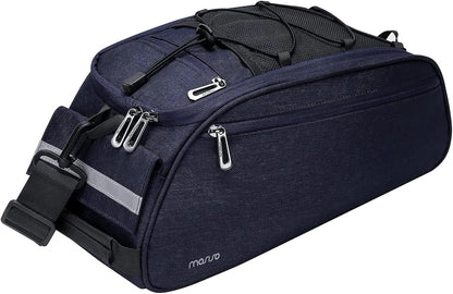 MOSISO 12L Waterproof Bike Rear Rack Bag, Convertible Bicycle Trunk Pannier with Reflective Strip, Multi-Pocket Cycling Storage Saddle Shoulder Bag for Daily Commute Bike Tour