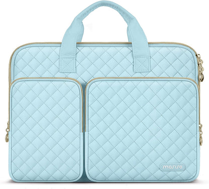 MOSISO 360 Protective Laptop Case 13-16 inch,13 13.3 14 16 inch Laptop Sleeve Compatible with MacBook Pro 16 M5 M4 M3 M2 M1 HP Acer Dell Lenovo,Square Quilted Bag Cover with 2 Pockets&Handle&Belt,Antique Green