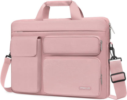 MOSISO Laptop Shoulder Bag 13-17.3 inch, 13/13.3/14/16/17.3 inch Computer Bag Compatible with MacBook Air/Pro 13 / Pro 14, HP Dell ASUS Lenovo with 2 Raised&1 Flapover&1 Horizontal Pocket&Handle&Belt