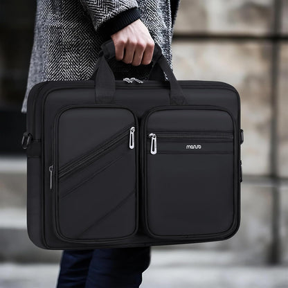 MOSISO Men’s Multi‑Zipper‑Pocket Laptop Briefcase,15‑16‑Inch,Removable‑Adjustable‑Strap & Rear Trolley‑Sleeve