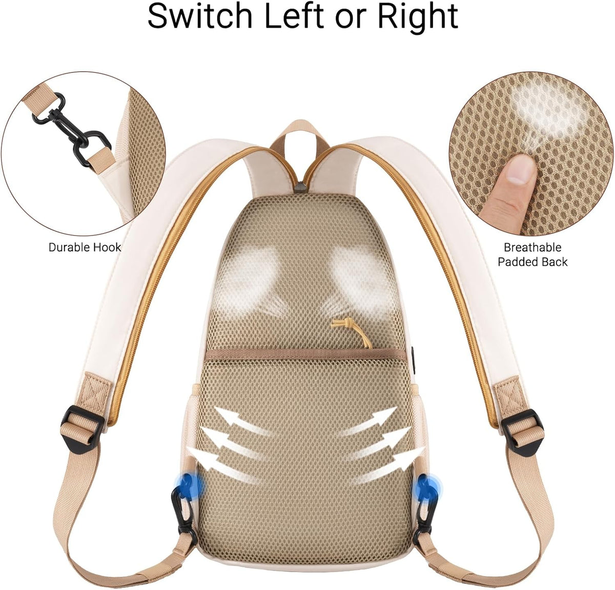 MOSISO Crossbody Sling Bag & Hiking Daypack for Women Men — USB Charging Port, Anti-Theft Pocket & Adjustable Padded Strap