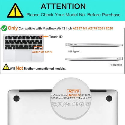 MOSISO Peony Keyboard Cover Only Compatible with MacBook Air 13 inch 2021 2020 Release A2337 M1 A2179 Retina Display with Touch ID Backlit Magic Keyboard, Waterproof Protective Silicone Skin, Black