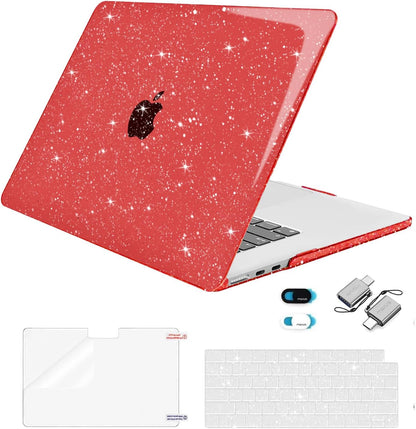 MOSISO Compatible with MacBook Air 15 inch Case M5-M2 2026-2023 A3448 A3241 A3114 A2941, Sparkly Glitter Plastic Hard Shell&Keyboard Cover&Screen Film&Webcam Cover&Type C