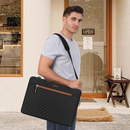 MOSISO 360‑Edge Reinforced Laptop Shoulder Bag,15‑16‑Inch,Removable‑Strap,Front‑Pockets & Rear Trolley‑Sleeve
