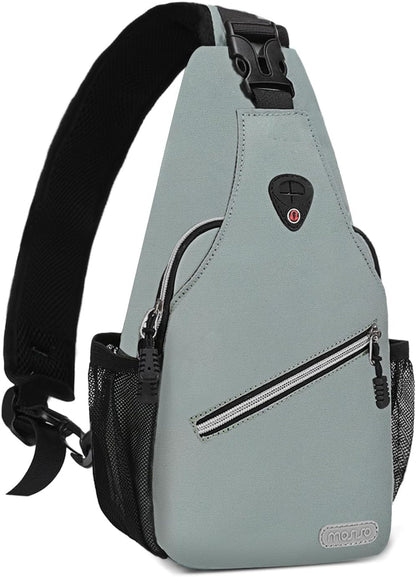 MOSISO Solid Mini Sling Backpack, Lightweight Polyester Crossbody Chest Daypack with Anti-Theft Pocket & Dual Mesh Side Pockets, Fits 9 Inch iPad Mini for Casual Hiking Travel Sports