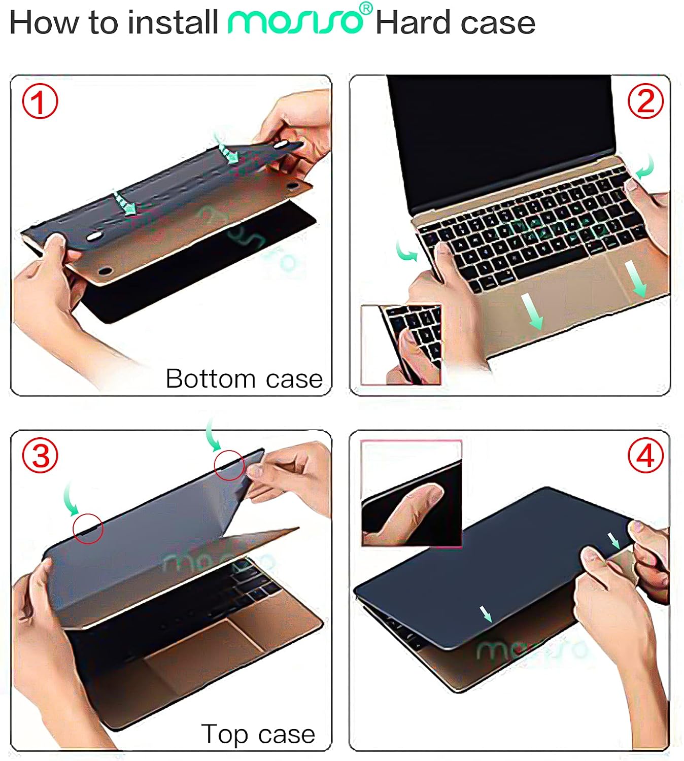 MOSISO Compatible with MacBook 12 inch Case with Retina Display (Model A1534, Release 2017 2016 2015), Plastic Peony Hard Shell Case & Keyboard Cover & Screen Protector, Black