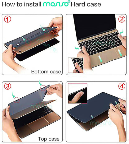 MOSISO Compatible with MacBook 12 inch Case with Retina Display (Model A1534, Release 2017 2016 2015), Plastic Peony Hard Shell Case & Keyboard Cover & Screen Protector, Black