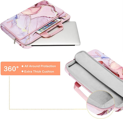MOSISO 360 Protective Laptop Shoulder Bag Compatible with MacBook Air 13 inch M2 M1 2022-2018 / Pro 13 inch M2 M1 2022-2016, Surface Pro 8/7/6/X/5/4/3,Polyester Sleeve with Belt Marble MO-MBH216