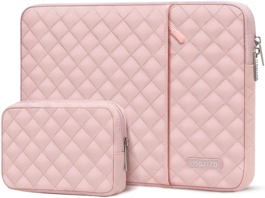 MOSISO Laptop Case 13-16inch, 13 13.3 14 15 16 inch Laptop Sleeve Compatible with MacBook Air/Pro 13 / Pro 14, HP Dell Acer ASUS Lenovo,Square Quilted Vertical Computer Bag with Pocket&Small Case