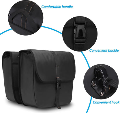 MOSISO 20L Bike Panniers, 2 Pack Waterproof Panniers Bike Bag, Large Capacity Flap Bicycle Rear Rack Seat Luggage Storage Trunk Bag for Road Mountain Cycling Traveling Commuting, Black