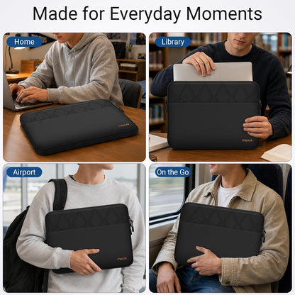 MOSISO Rhombus Padded Laptop Sleeve,13‑13.3‑Inch,Top‑Loading‑Zipper,Front‑Horizontal‑Pocket & Rear Trolley‑Sleeve