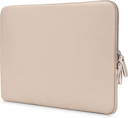MOSISO 13-16‑Inch Waterproof PU‑Leather Padded Laptop Sleeve, Slim Protective Notebook Case with Inner Accessory Compartment