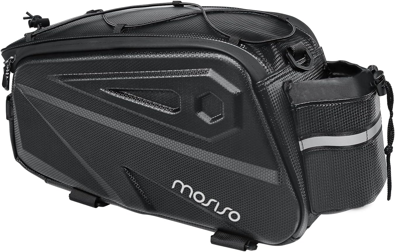 MOSISO Bike Rack Bag, Waterproof Bike Rear Rack Handbag Bicycle Trunk Bag, 14L EVA Mountain Bicycle Rear Seat Storage Saddle Pouch Cycling Luggage Pouch with Shoulder Strap, Black