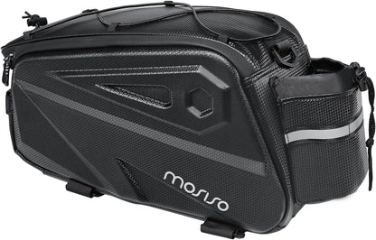 MOSISO Bike Rack Bag, Waterproof Bike Rear Rack Handbag Bicycle Trunk Bag, 14L EVA Mountain Bicycle Rear Seat Storage Saddle Pouch Cycling Luggage Pouch with Shoulder Strap, Black