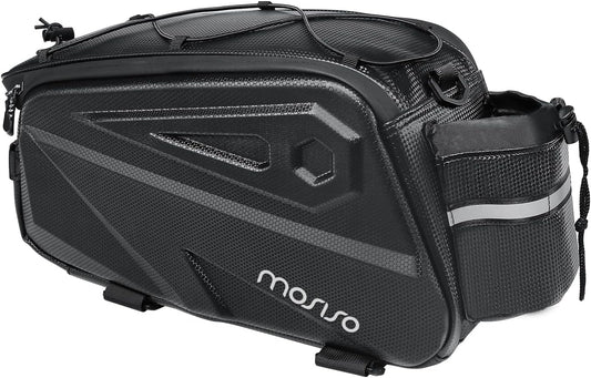 MOSISO Bike Rack Bag, Waterproof Bike Rear Rack Handbag Bicycle Trunk Bag, 14L EVA Mountain Bicycle Rear Seat Storage Saddle Pouch Cycling Luggage Pouch with Shoulder Strap, Black