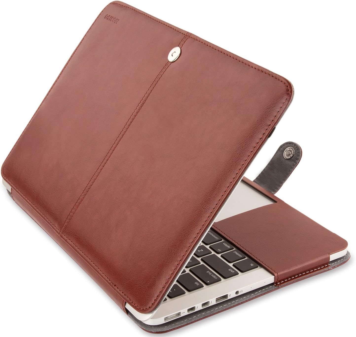 MOSISO Compatible with MacBook Pro 15 inch Retina (A1398, Version 2015/2014/2013/end 2012), PU Leather Portfolio Protective Stand Cover Sleeve, Black