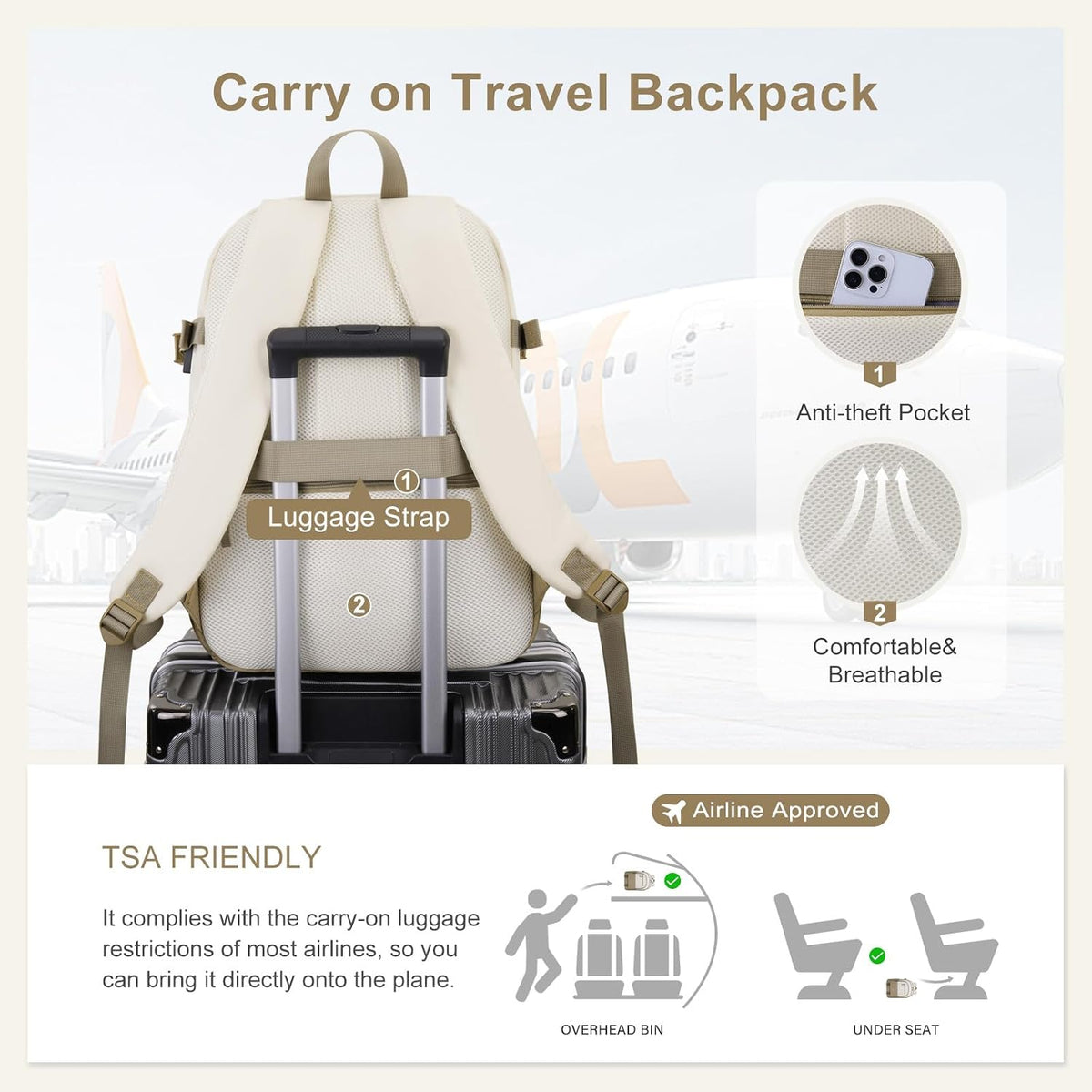 MOSISO‑Unisex‑Lightweight‑Laptop‑Backpack,15‑6‑16‑Inch‑Fit,Multi‑Pockets,Anti‑Theft‑Pocket & Rear‑Luggage‑Strap