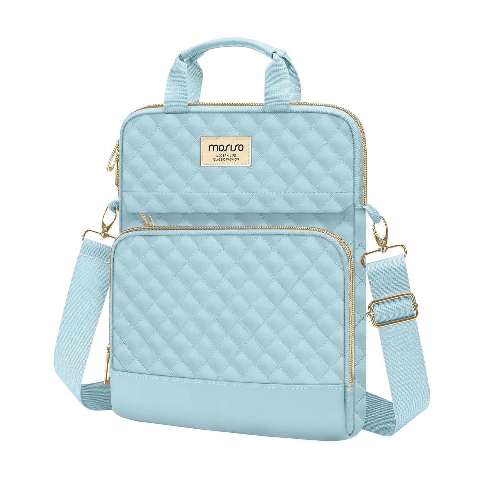 MOSISO 12.9 inch Tablet Sleeve for iPad Pro 13 M4 & iPad Air 13 M3 M2, iPad Pro 12.9 M2 M1 6/5th with Magic Keyboard,Square Quilted Carrying Case with Front 2 Pockets, Black