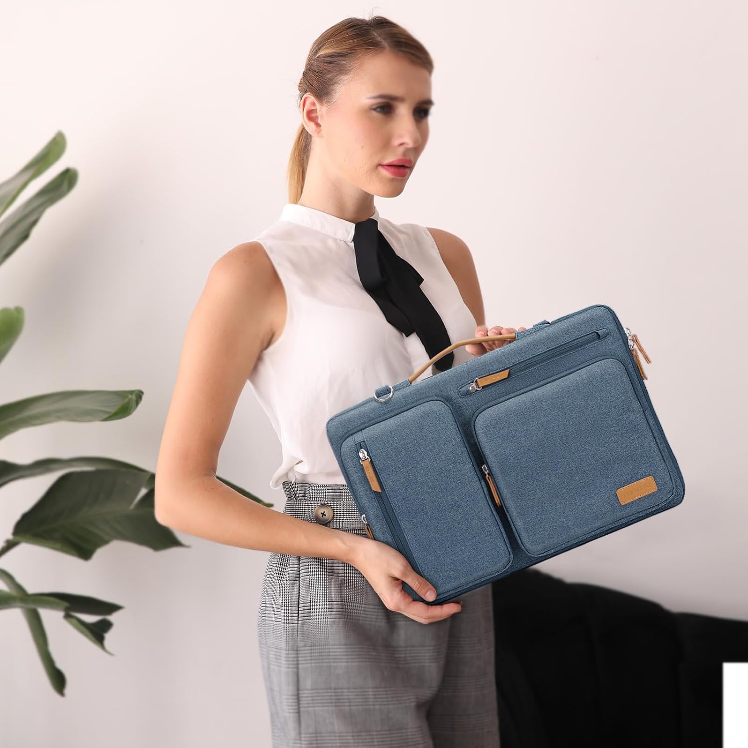 MOSISO 360 Protective Laptop Shoulder Bag,14 inch Computer Bag Compatible with MacBook Air 15 inch M4 M3 A3114 M2 A2941/Pro A1990 A1707,Side Open Messenger Bag with 4 Zipper Pockets&Handle, Haze Blue iMosiso