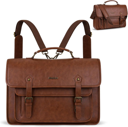 MOSISO 3 in 1 Laptop Bag, 15.6/17.3 inch PU Leather Shoulder Bag Briefcase Messenger Satchel Laptop Backpack, 15-16 inch Computer Bags Handbag Bookbag
