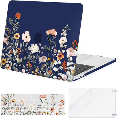 MOSISO Garden Floral Print Hard Shell 3-in-1 Set, Fits MacBook Pro 13 M1 M2 A1706 A1708 A1989 A2159 A2251 A2289 A2338 Notebook
