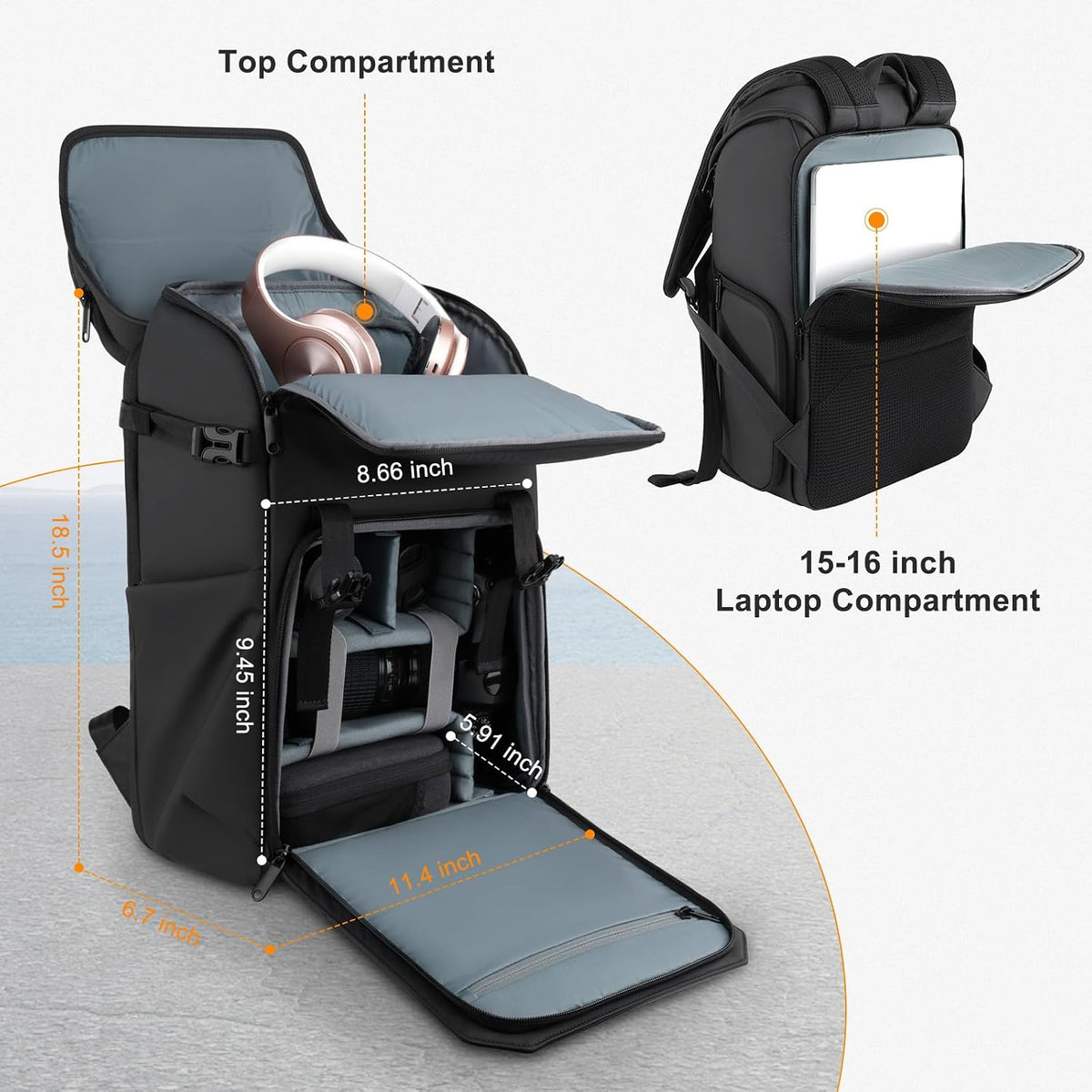MOSISO Camera Backpack with Custom Padded Dividers. Side Quick Access for DSLR, Mirrorless & 15-16" Laptops