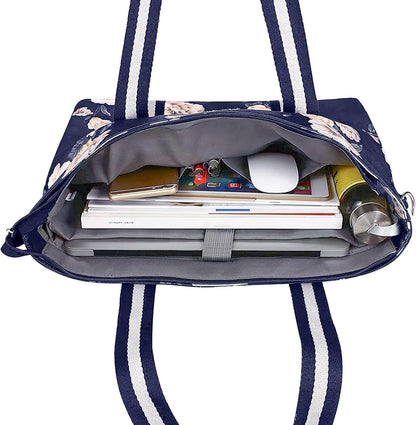 MOSISO Canvas Laptop Tote Bag for Women, 17‑17.3 Inch Convertible Carrying Handbag with Removable Adjustable Crossbody Strap & Multi‑Pocket Storage