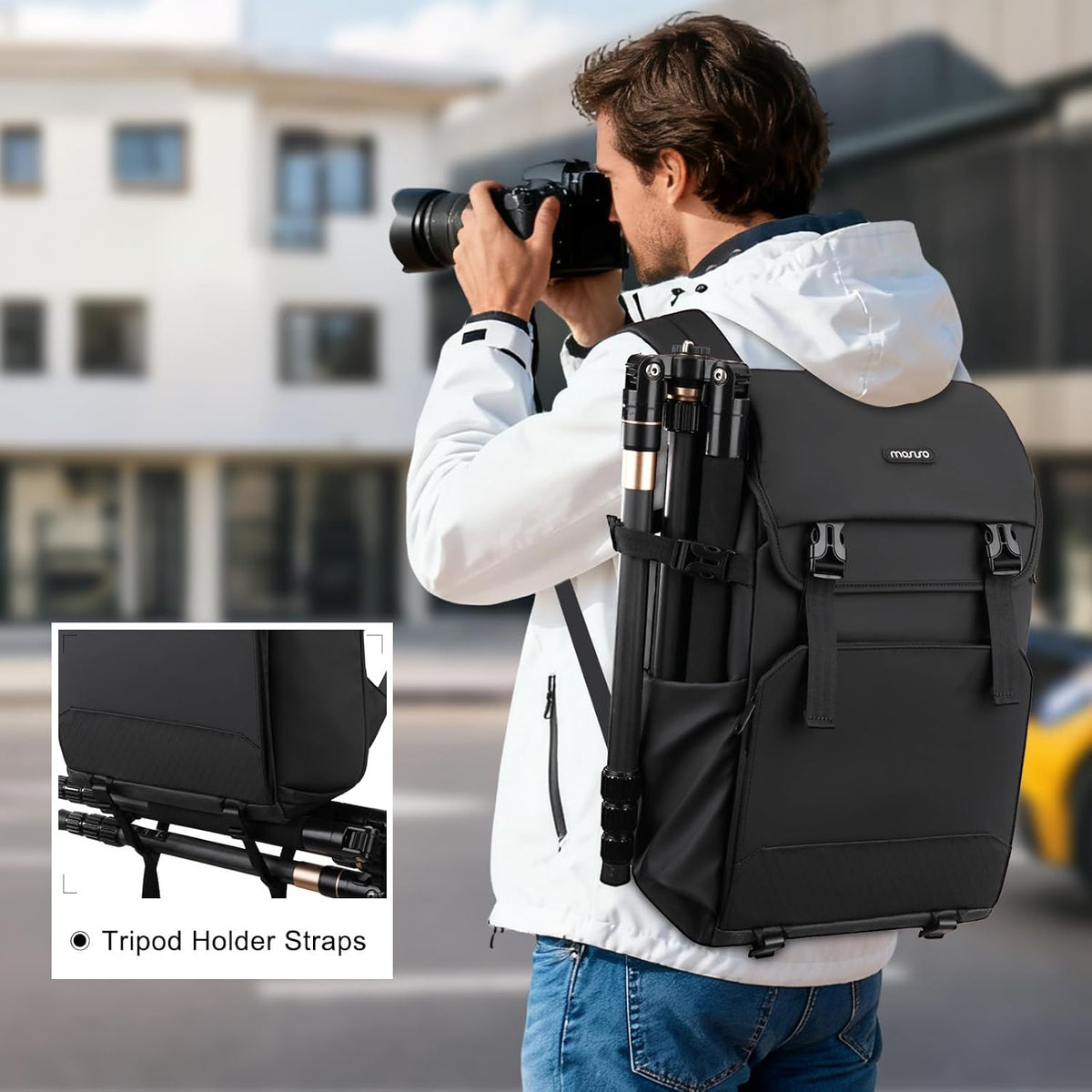 MOSISO Camera Backpack with Custom Padded Dividers. Side Quick Access for DSLR, Mirrorless & 15-16" Laptops