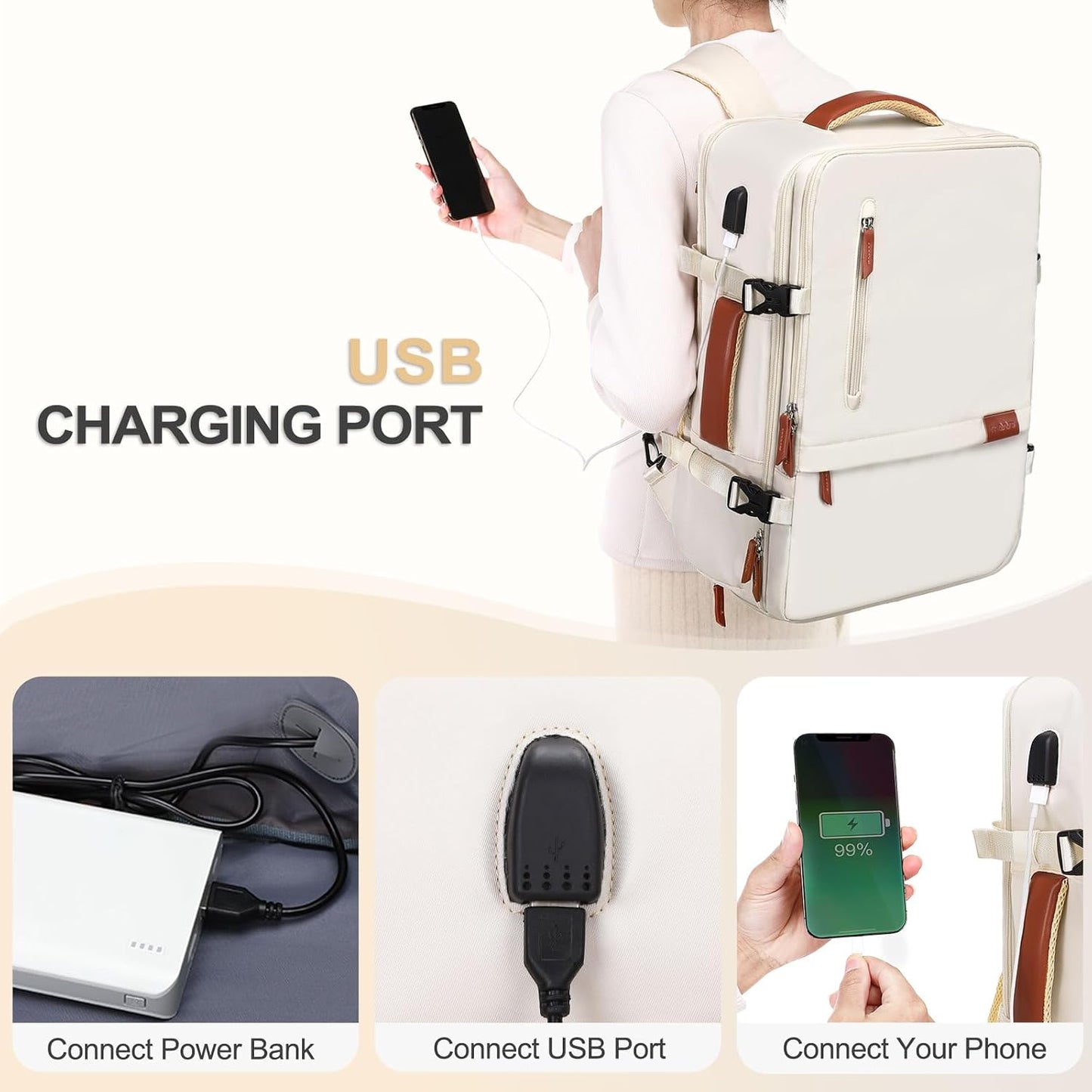 MOSISO Travel Backpack, 40L Carry on Laptop Backpack, 17-17.3 inch Airline Approved Luggage Bag with USB Port&Hidden Shoulder Strap, Casual Daypack with Toiletry Bag&Shoe Pocket