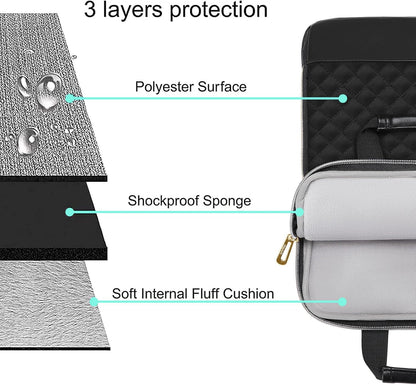 MOSISO 12.9 inch Tablet Sleeve for iPad Pro 13 M4 & iPad Air 13 M3 M2, iPad Pro 12.9 M2 M1 6/5th with Magic Keyboard,Square Quilted Carrying Case with Front 2 Pockets, Black