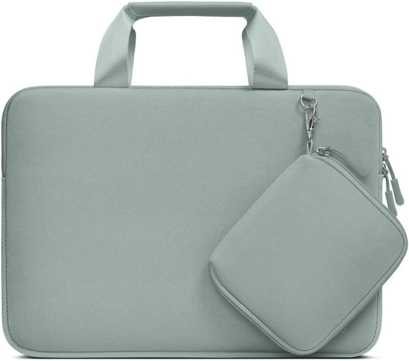 MOSISO Laptop Case 13.3 inch, 13-13.3 inch Laptop Sleeve Bag Compatible with MacBook Air/Pro 13 / Pro 14, HP Dell ASUS, Neoprene Carrying Computer Bag with Handle&Detachable Small Case, Antique Green