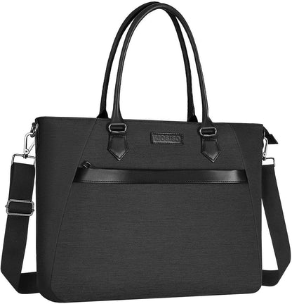 MOSISO Large‑Capacity Laptop Tote Bag,17‑17.3‑Inch,Trapezoid‑Front‑Pocket,3‑Compartments & Removable‑Adjustable‑Shoulder‑Strap