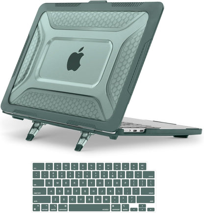 MOSISO Compatible with MacBook Air 13 inch Case M2-M5 2022-2025 A3449 A3240 A3113 A2681, 2 in 1 Kit Honeycomb Shock Resistant Hard Case with Foldable Kickstand