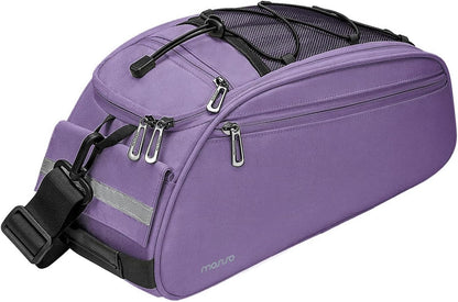 MOSISO 12L Waterproof Bike Rear Rack Bag, Convertible Bicycle Trunk Pannier with Reflective Strip, Multi-Pocket Cycling Storage Saddle Shoulder Bag for Daily Commute Bike Tour
