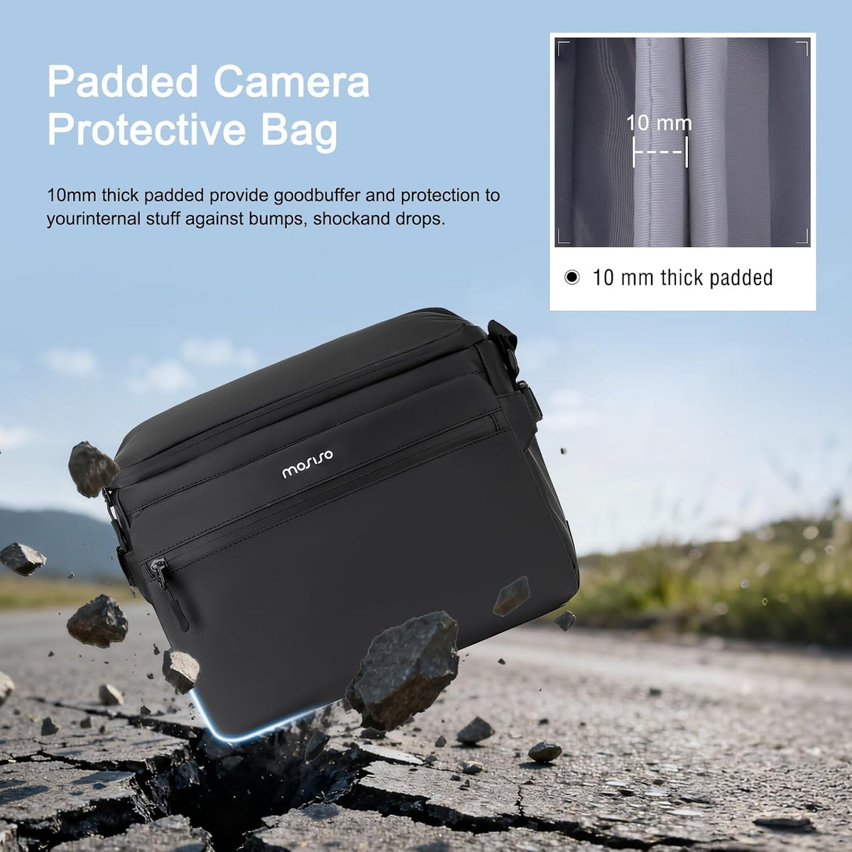 MOSISO Crossbody Camera Bag with Custom Removable Dividers. Fits DSLR, Mirrorless Cameras, Drones & Gimbals.