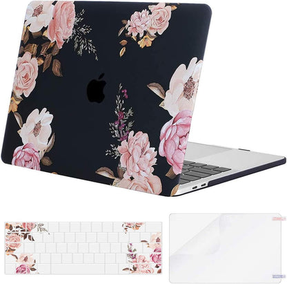 MOSISO Compatible with MacBook Pro 15 inch Case 2016-2019 Release A1990 A1707 with Touch Bar, Plastic Peony Hard Shell Case & Keyboard Cover Skin & Screen Protector