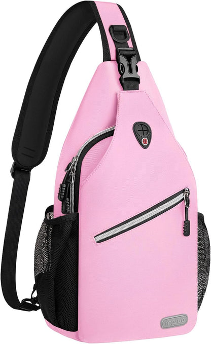 MOSISO Water Resistant Sling Backpack, Unisex Crossbody Chest Daypack with Multi Pockets & Dual Side Mesh Holders, Adjustable Strap Fits 10.9 Inch Tablet for Travel Hiking Commute