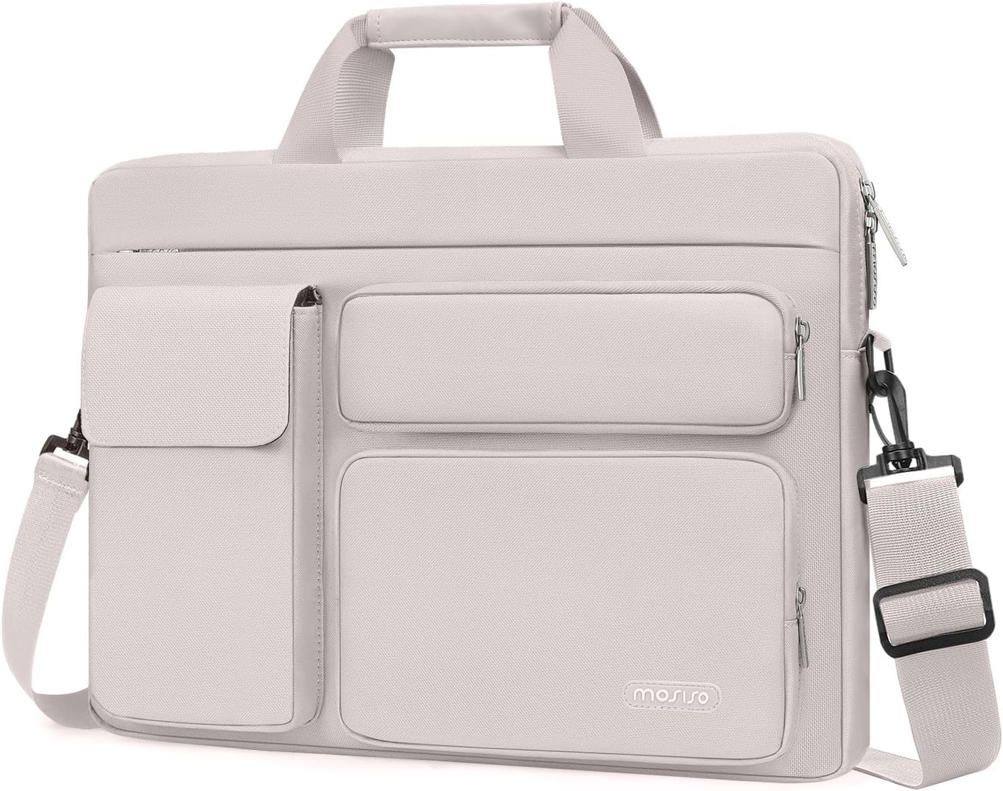 MOSISO Laptop Shoulder Bag 13-17.3 inch, 13/13.3/14/16/17.3 inch Computer Bag Compatible with MacBook Air/Pro 13 / Pro 14, HP Dell ASUS Lenovo with 2 Raised&1 Flapover&1 Horizontal Pocket&Handle&Belt
