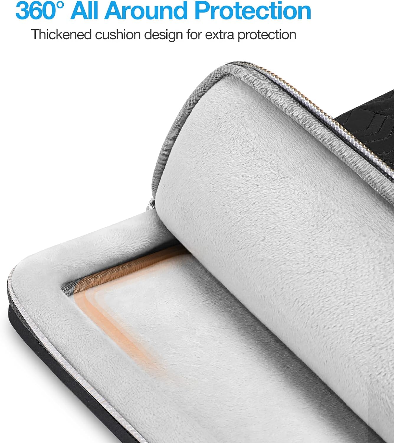 MOSISO 360 Protective Laptop Sleeve 13-14 inch, Compatible with MacBook Air 13 M2 M1, Compatible with MacBook Pro 13/14 inch, Wavy Quilted Side Open Bag with Horizontal Pockets&Small Case&Belt, Black iMosiso