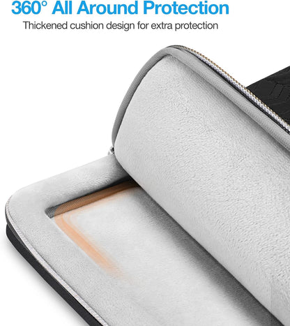 MOSISO 360 Protective Laptop Sleeve 13-14 inch, Compatible with MacBook Air 13 M2 M1, Compatible with MacBook Pro 13/14 inch, Wavy Quilted Side Open Bag with Horizontal Pockets&Small Case&Belt, Black iMosiso